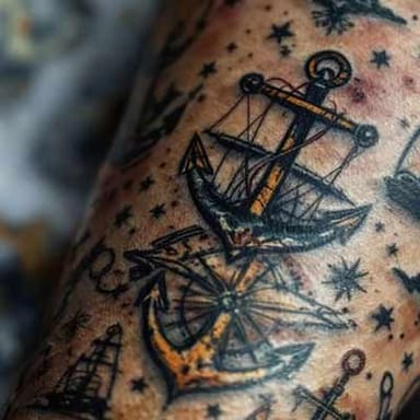 Морские татуировки и их значение: татуировки моряков, тату для моряков и символика якоря